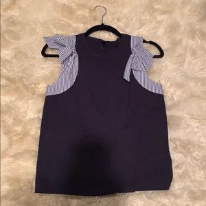 J Crew sleeveless top navy w/ stripes XS